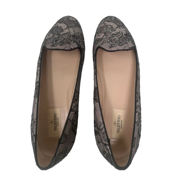 Valentino Garavani Caviar Crystal Lace Smoking Slippers Loafers Flats Size 10 - Picture 5 of 13
